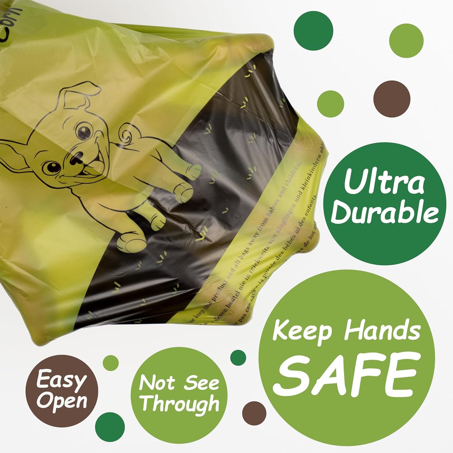 Greener  Walker by HZL Dog Poop Bags- 15 Microns Extra Thick | 100% Leak-Proof & Heavy Duty Waste Bags for Wholesale