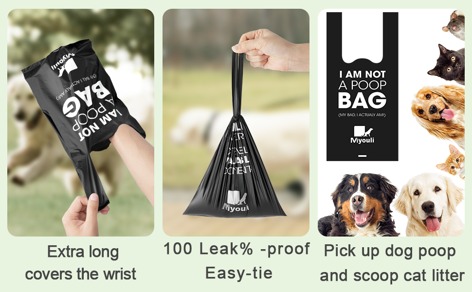 300-Count Extra Thick Dog Poop Bags | Leak-Proof & Easy-Tie Handles | 60% Biodegradable Pet Waste Bags | Miyouli by HZL