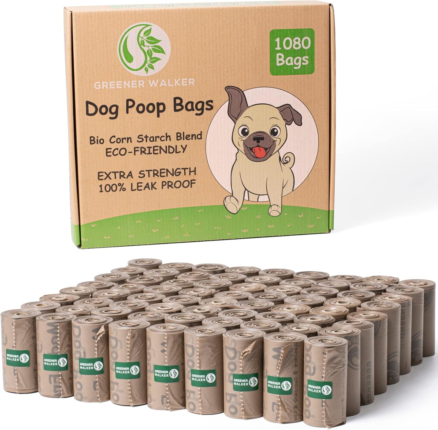 Greener  Walker by HZL Dog Poop Bags- 15 Microns Extra Thick | 100% Leak-Proof & Heavy Duty Waste Bags for Wholesale