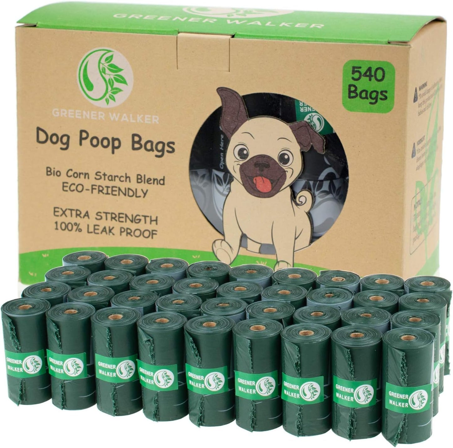 Greener  Walker by HZL Dog Poop Bags- 15 Microns Extra Thick | 100% Leak-Proof & Heavy Duty Waste Bags for Wholesale